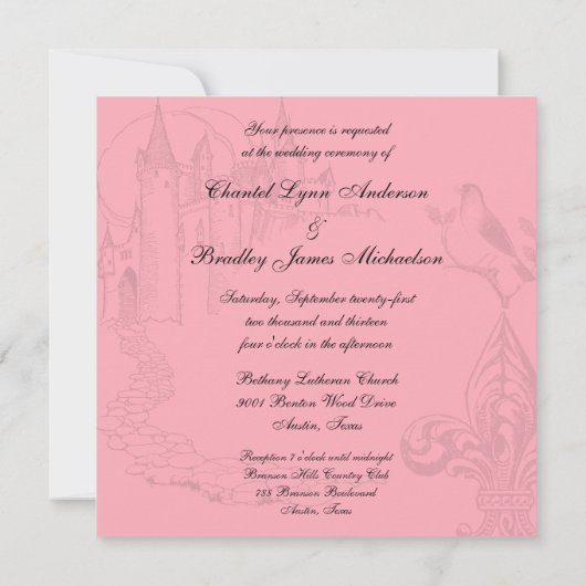 Rosa Polka Dots bedingungslose Liebe Hochzeitsreis Einladung (Rückseite)