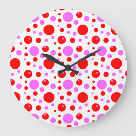 Rosa Polka Dots Wall Clock Große Wanduhr