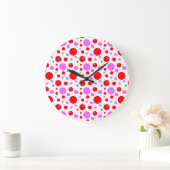 Rosa Polka Dots Wall Clock Große Wanduhr (Zuhause)