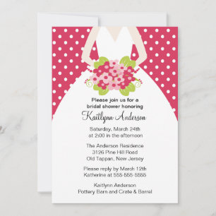 Rosa Polka Dotted Bride Bridal Dusche Einladung
