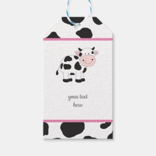 Rosa Polka-Punkt-Kuh-Party-Geschenk-Umbauten Geschenkanhänger