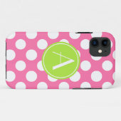 Rosa Polka-Punkt-Limones Kreis-Monogramm Case-Mate iPhone Hülle (Rückseite (Horizontal))