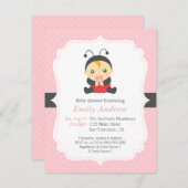 Rosa Polka-Punkt-niedliche Einladung (Vorne/Hinten)