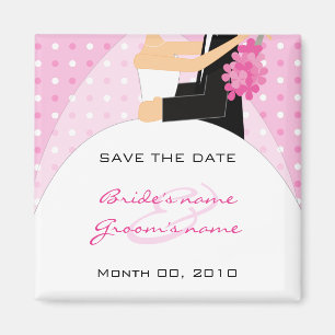 Rosa Polka-Punkt-Save the Date Magneten Magnet