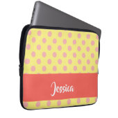 Rosa Polka-Punkte auf Gelb Laptopschutzhülle (Vorne Rechts)