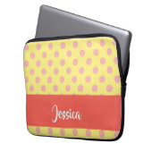 Rosa Polka-Punkte auf Gelb Laptopschutzhülle (Vorderseite Links)
