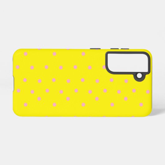 Rosa Polka-Punkte auf Gelb Samsung Galaxy Hülle (Rückseite (Horizontal))