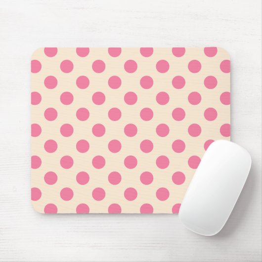Rosa Polka-Punkte auf Sahne Mousepad (Mit Mouse)