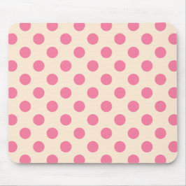 Rosa Polka-Punkte auf Sahne Mousepad