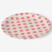Rosa Polka-Punkte auf Sahne Pappteller (Schrägansicht)