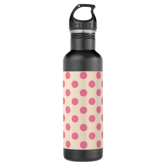 Rosa Polka-Punkte auf Sahne Trinkflasche (Vorderseite)