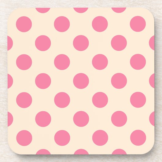 Rosa Polka-Punkte auf Sahne Untersetzer (Vorderseite)