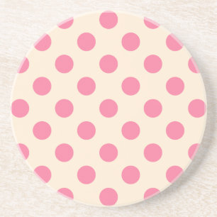 Rosa Polka-Punkte auf Sahne Untersetzer