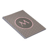 Rosa Polka-Punkte mit Monogramm grau Notizblock (Rechte Seite)