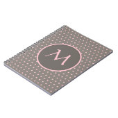 Rosa Polka-Punkte mit Monogramm grau Notizblock (Linke Seite)