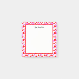 Rosa Polka-Punkte und -Kreise bearbeitbare Aufkleb Post-it Klebezettel