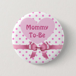 Rosa Polka punktierte Mama, um Babyparty-Knopf zu Button