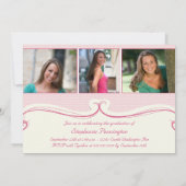 Rosa Polkapunkt-Foto-Abschluss-Partymitteilung Einladung (Rückseite)