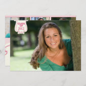 Rosa Polkapunkt-Foto-Abschluss-Partymitteilung Einladung (Vorne/Hinten)