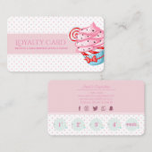 Rosa Polkapunktkleiner kuchen niedlich Treuekarte (Vorne/Hinten)