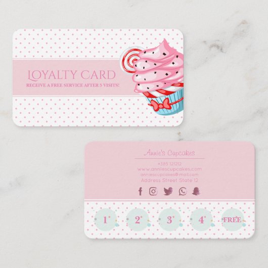 Rosa Polkapunktkleiner kuchen niedlich Treuekarte (Vorne/Hinten)