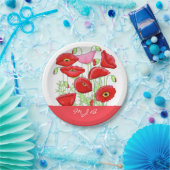 Rosa Pollen Art Custom Monogram Personalisiert Pappteller (Party)