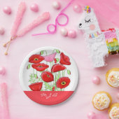 Rosa Pollen Art Custom Monogram Personalisiert Pappteller (Party)