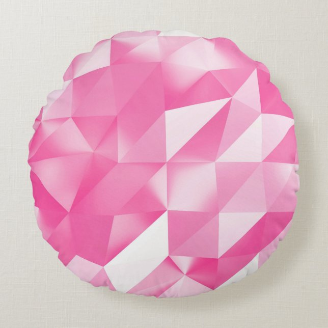 Rosa Polygonhintergrund: abstraktes 3D-Rendering Rundes Kissen (Vorderseite)