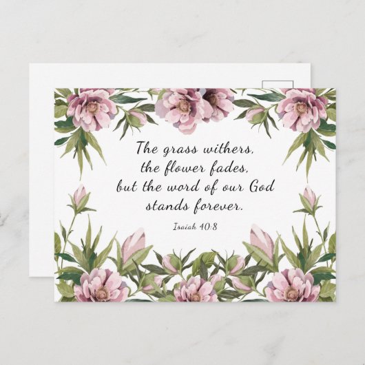 Rosa Pony, Christlich inspirierendes Bibelversum Postkarte (Vorne/Hinten)