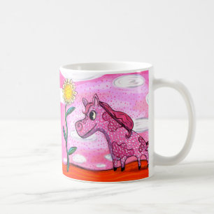 Rosa Pony-Gelb-Pony-glückliche Tasse