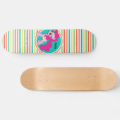 Rosa Pony, heller Regenbogen Streifen Skateboard (Horizontal)
