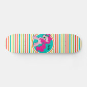 Rosa Pony, heller Regenbogen Streifen Skateboard (Horizontal)