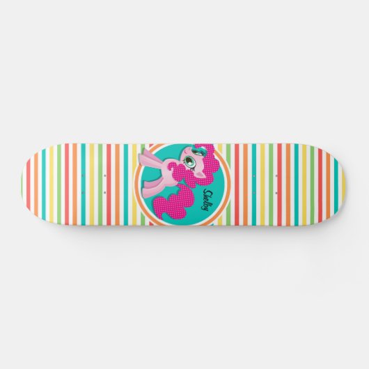 Rosa Pony, heller Regenbogen Streifen Skateboard (Horizontal)