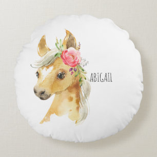 Rosa Pony Individuelle Name Rundkissen Rundes Kissen