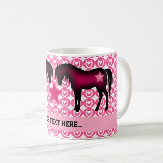 Rosa Pony personalisiert Kaffeetasse (VorderseiteRechts)