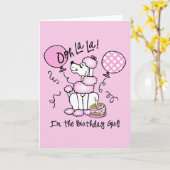 Rosa Poodle Geburtstag Karte (Gelbe Blume)