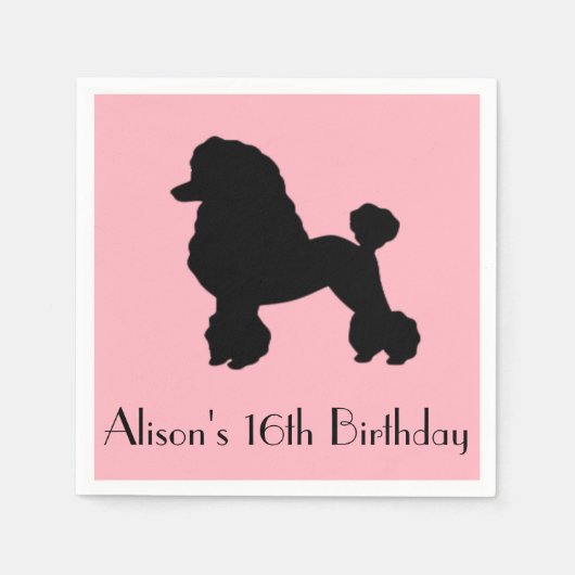 Rosa Poodle-Rock aus den 50er Jahren entblößende N Serviette (Vorderseite)