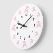 Rosa Poodles mit weißen Ribbons Große Wanduhr (Winkel)