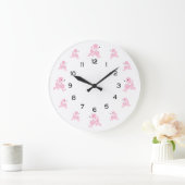 Rosa Poodles mit weißen Ribbons Große Wanduhr (Zuhause)