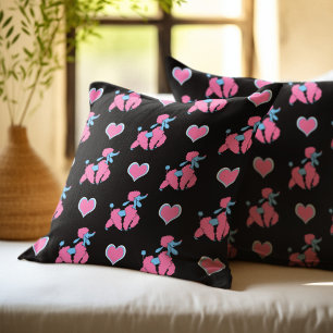 Rosa Poodles und Herzen Muster Kissen