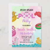 Rosa Pool Geburtstagseinladungen Einladung (Vorderseite)