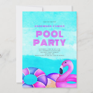 Rosa Pool-Party Einladung