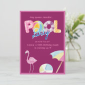 Rosa Pool Party Geburtstag Einladung (Stehend Vorderseite)