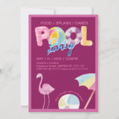 Rosa Pool Party Geburtstag Einladung (Rückseite)