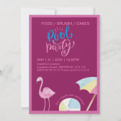 Rosa Pool Party Geburtstag Einladung (Rückseite)