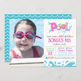 Rosa Pool-Party Invitaiton - Mädchen-Pool-Party Einladung