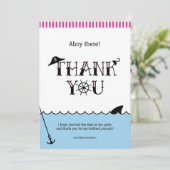 Rosa Pool-Piraten-Party danken Ihnen Dankeskarte (Stehend Vorderseite)