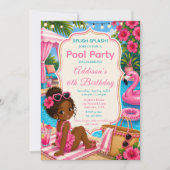 Rosa Poolparty Mädchen Geburtstag Einladung (Vorderseite)