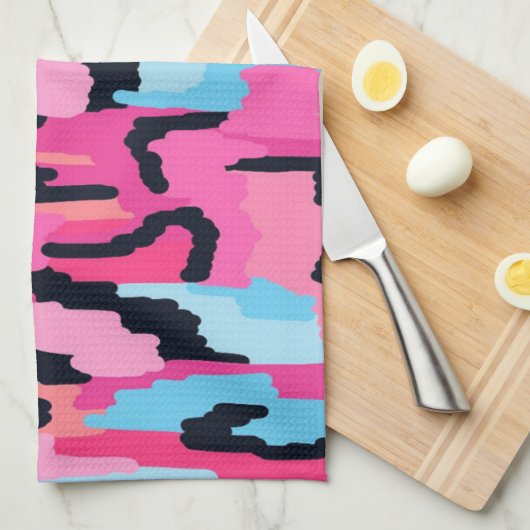 Rosa Pop Abstrakt Geschirrtuch (Viertel Falte)