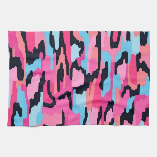 Rosa Pop Abstrakt Geschirrtuch (Horizontal)